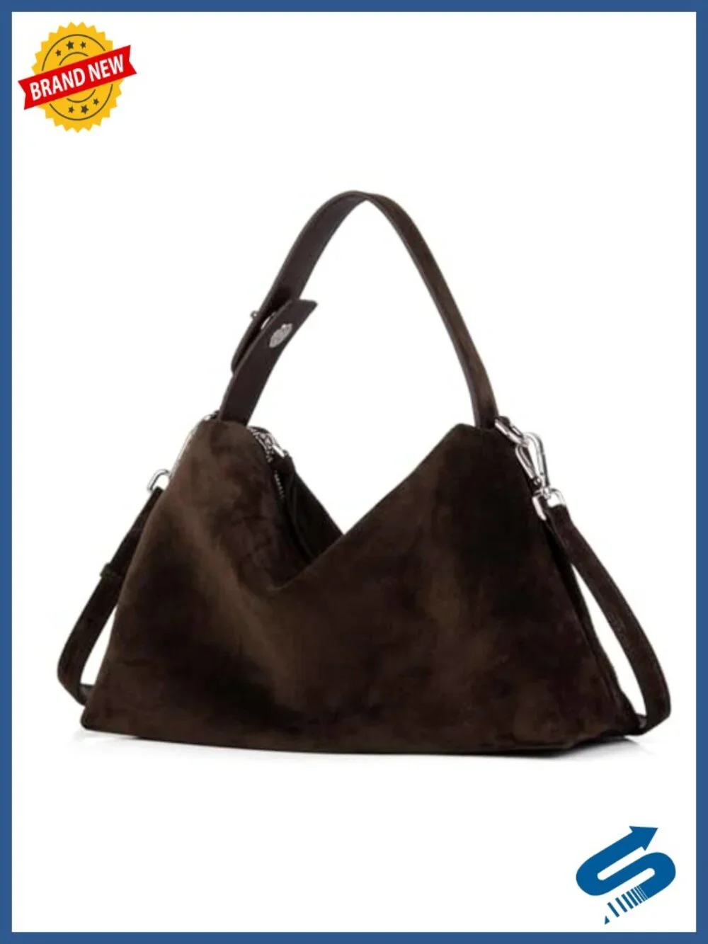 Premium Suede Leather Crossbody Bag Slouchy Shoulder Tote with Adjustable Strap